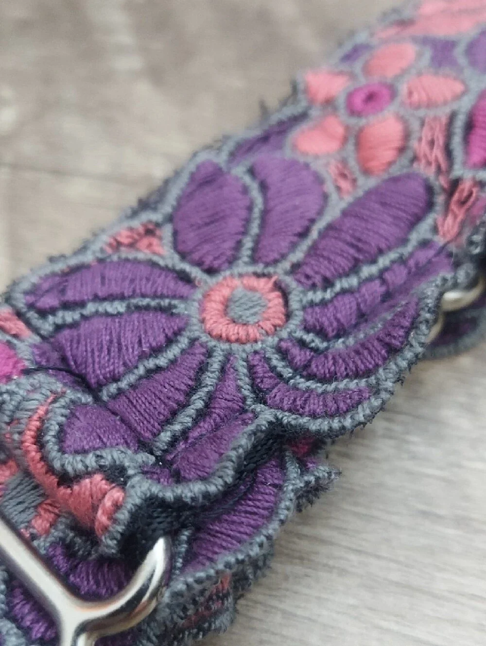 Custom Martingale Dog Collar Purple Pink Floral Whippet 1.5